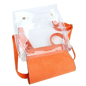 2 in 1 Convertible Transparent Clear Plaid Print Backpack