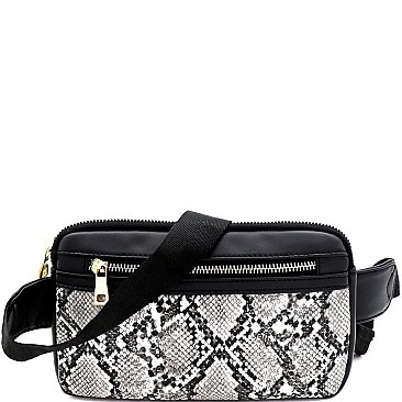 RECTANGULAR SNAKE PRINT FANNY PACK
