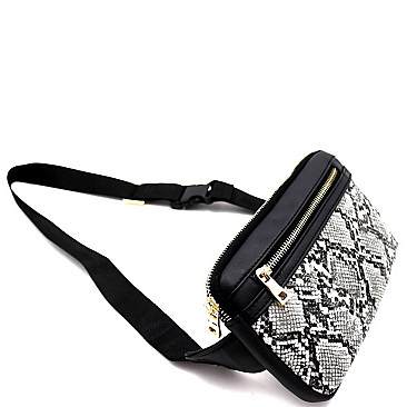 RECTANGULAR SNAKE PRINT FANNY PACK