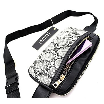 RECTANGULAR SNAKE PRINT FANNY PACK
