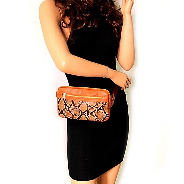 RECTANGULAR SNAKE PRINT FANNY PACK