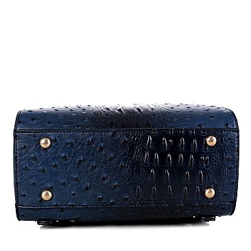 STRUCTURED OSTRICH EMBOSSED BACKPACK