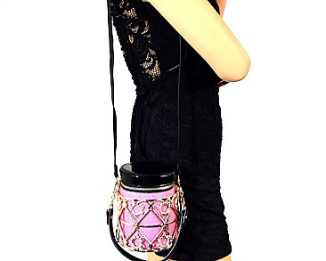 LM6111-LP Filigree Framed Cross Body