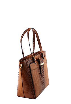 Crocodile-Ostrich Embossed 3 in 1 Tote Satchel Wallet Set