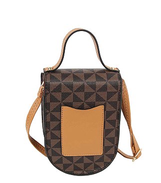 Fashion Monogram Top Flap Crossbody Bag Cell Phone Purse