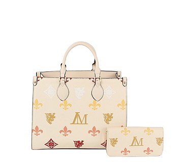 2 IN 1 MONOGRAM CLASSIC TOTE WITH MATCHING PURSE