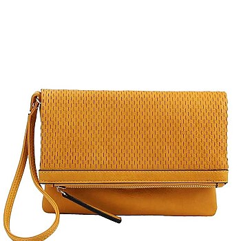 Trendy Perforated Fold-over Flap 3-Way Clutch Cross Body JY-LMS094