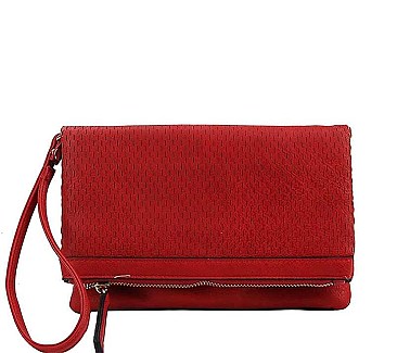 Trendy Perforated Fold-over Flap 3-Way Clutch Cross Body JY-LMS094