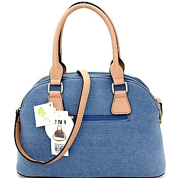 LMS011D-1W-LP Denim Body Compartment Casual Satchel Wallet SET