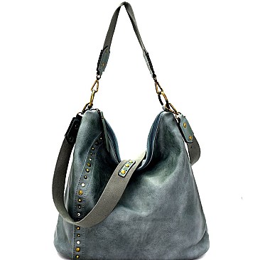 LMS039-LP Rhinestone and Stud Embellished Rustic Hobo