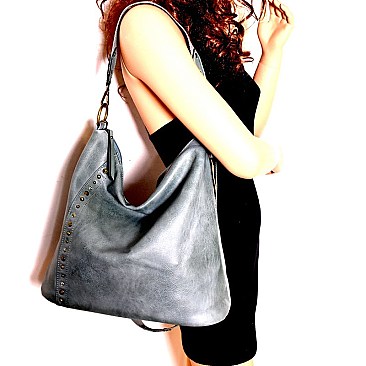 LMS039-LP Rhinestone and Stud Embellished Rustic Hobo