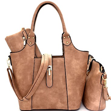 LMS052-LP Flip-Lock Accent 3 in 1 Tote Cross Body Value SET