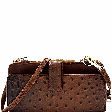 Ostrich Print Cellphone Holder Wallet Cross Body MH-LMS069