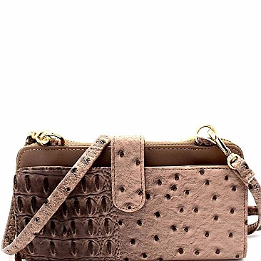 Ostrich Print Cellphone Holder Wallet Cross Body MH-LMS069