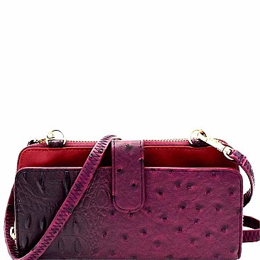 Ostrich Print Cellphone Holder Wallet Cross Body MH-LMS069
