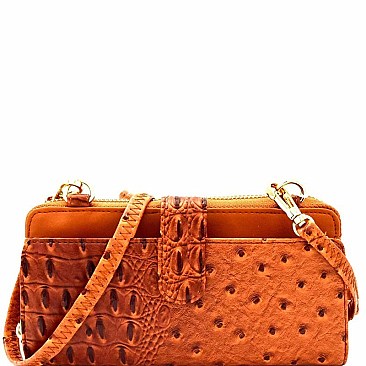 Ostrich Print Cellphone Holder Wallet Cross Body MH-LMS069