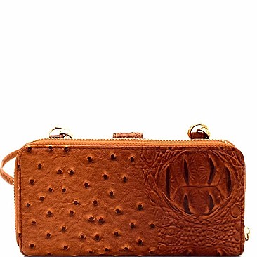 Ostrich Print Cellphone Holder Wallet Cross Body MH-LMS069