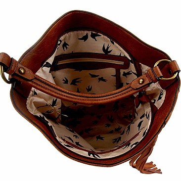 Diagonal Zipper Tassel Accent Hobo Wallet SET MH-LMS0811W