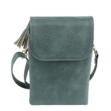 Tassel Zip Crossbody Bag Cell Phone Purse