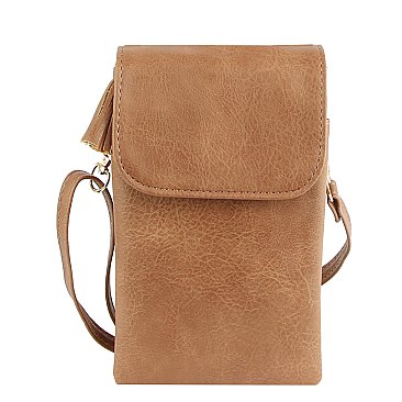 Tassel Zip Crossbody Bag Cell Phone Purse