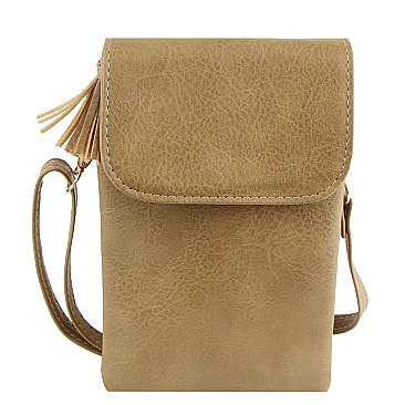 Tassel Zip Crossbody Bag Cell Phone Purse