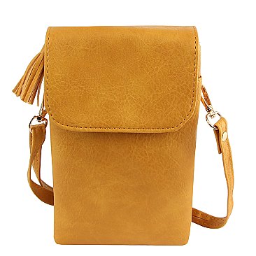 Tassel Zip Crossbody Bag Cell Phone Purse