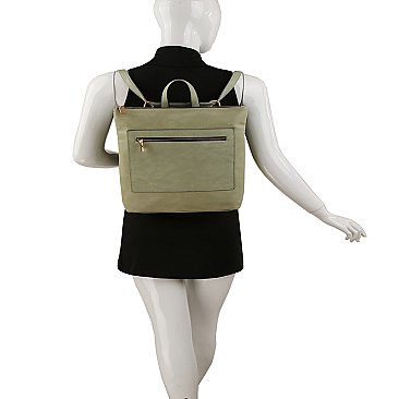 Fashion Zip Pocket Convertible Backpack