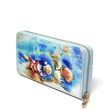 CHIC SEA LIFE SHELL PRINT WALLET JYLOA195