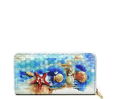 CHIC SEA LIFE SHELL PRINT WALLET JYLOA195