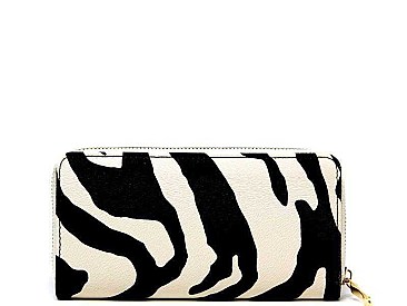 TRENDY ZEBRA PRINT LONG WALLET