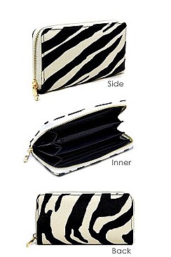 TRENDY ZEBRA PRINT LONG WALLET