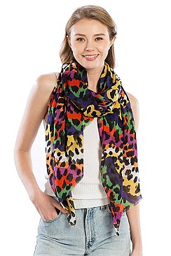 NEON COLORED LEOPARD PRINT SCARF