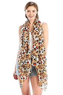 MULTI-COLOR LEOPARD PRINT OBLONG SCARF