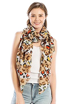 MULTI-COLOR LEOPARD PRINT OBLONG SCARF