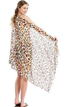 MULTI-COLOR LEOPARD PRINT OBLONG SCARF