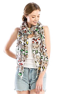 MULTI-COLOR LEOPARD PRINT OBLONG SCARF