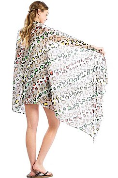 MULTI-COLOR LEOPARD PRINT OBLONG SCARF