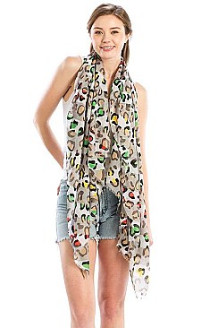 MULTI-COLOR LEOPARD PRINT OBLONG SCARF