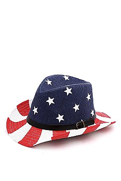 STYLISH USA FLAG FEDORA WITH BELT HAT