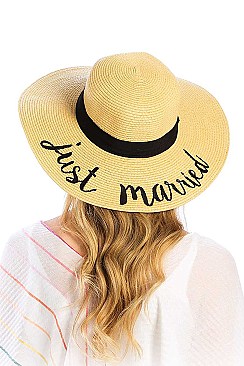 JUST MARRIED EMBROIDERED FLOPPY SUN HAT