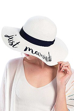 JUST MARRIED EMBROIDERED FLOPPY SUN HAT