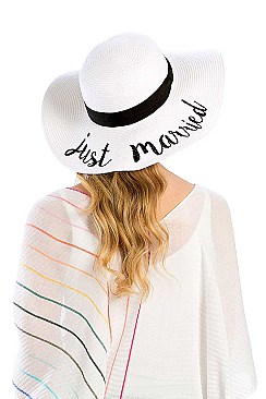 JUST MARRIED EMBROIDERED FLOPPY SUN HAT