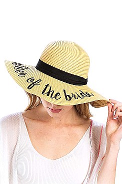 MOTHER OF THE BRIDE EMBROIDERED FLOPPY SUN HAT