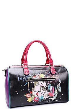 NICOLE LEE LARGE FLORAL BOHO BOSTON BAG