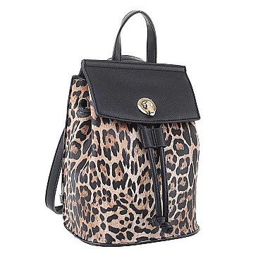 FASHION SMOOTH LEOPARD PRINT DRAWSTRING BACKPACK