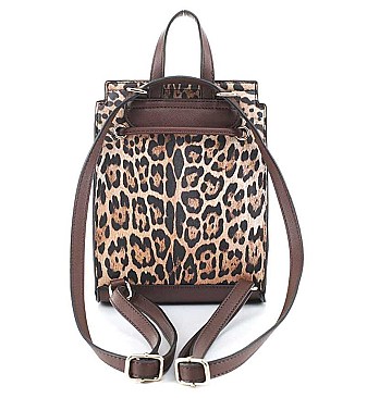 FASHION SMOOTH LEOPARD PRINT DRAWSTRING BACKPACK