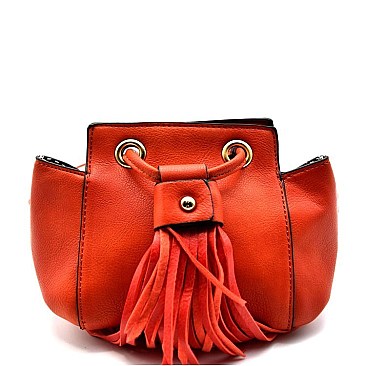 Tassel Accent Mini Drawstring Small Cross Body