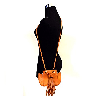 Tassel Accent Mini Drawstring Small Cross Body