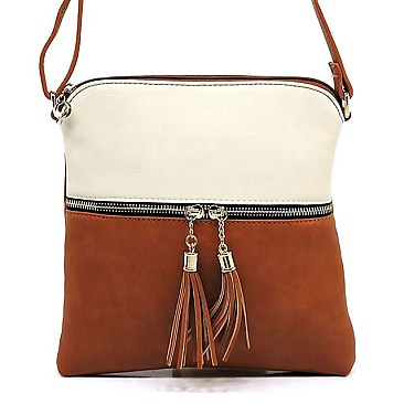 Mid-Zip Tasselled Crossbody Bag