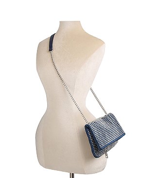 Rhinestone Covered Denim Satchel